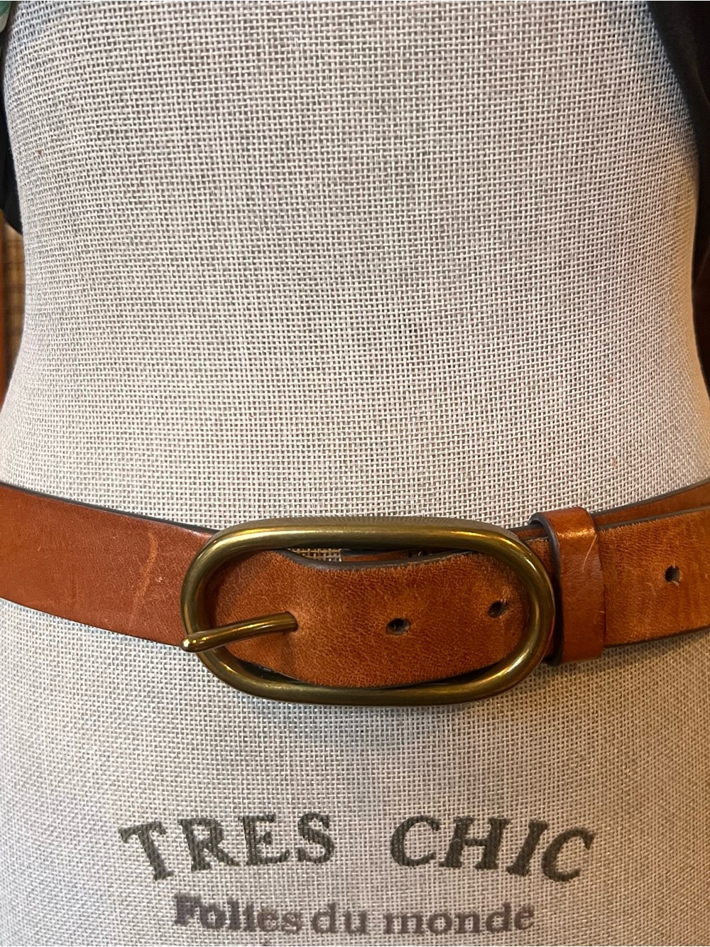 Nordstrom Treasure and Bond tan leather belt brass buckle size medium